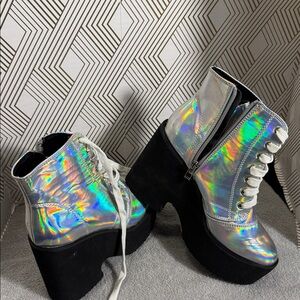 Irridescent Platform Boots
